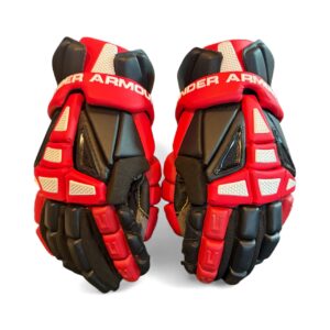 Used Under Armour Red Black Lacrosse Gloves 14"