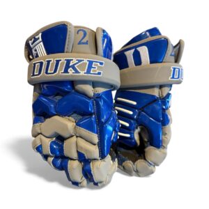 Used Brine "Team Duke" Lacrosse Gloves - Blue 14"